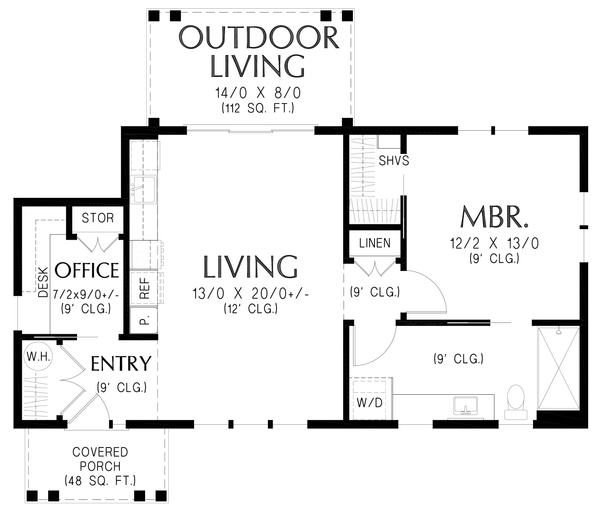 Home Plan - Floor Plan - Main Floor for Farmhouse House Plan #48-1230 - 1 bed, 1 bath