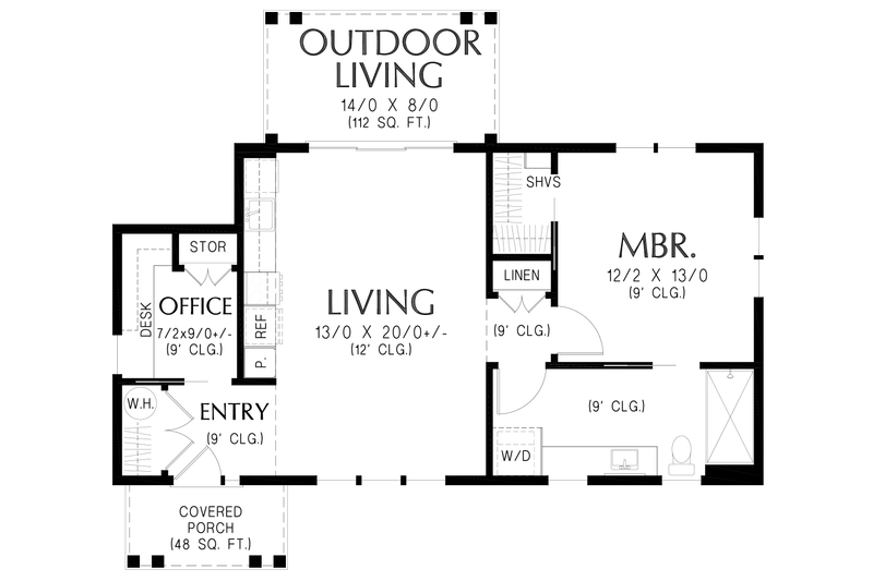 Home Plan - Floor Plan - Main Floor for Farmhouse House Plan #48-1230 - 1 bed, 1 bath