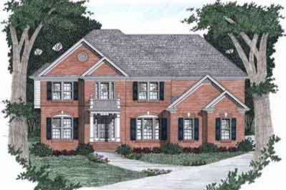 Exterior - Front Elevation for Traditional House Plan #129-134 - 4 bed, 4 bath