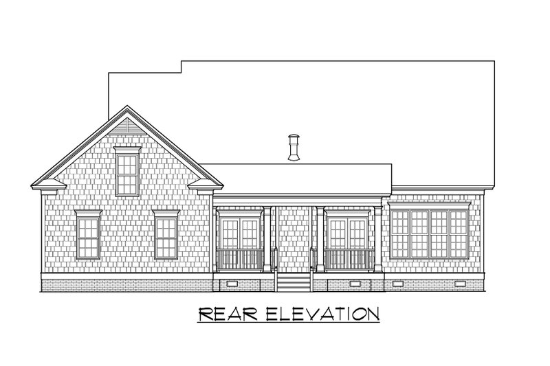 House Blueprint - Exterior - Rear Elevation for Craftsman House Plan #1054-62 - 3 bed, 2 bath