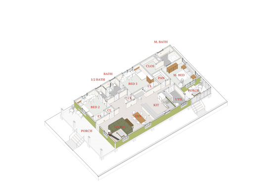 Floor Plan - Other Floor for Beach House Plan #460-5 - 3 bed, 2.5 bath