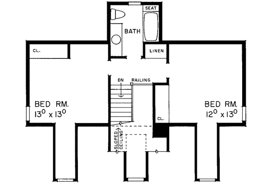 Floor Plan - Upper Floor for Farmhouse House Plan #72-467 - 3 bed, 2.5 bath