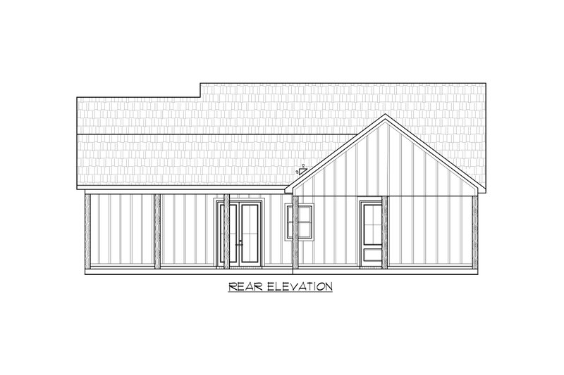 House Blueprint - Exterior - Rear Elevation 1 for Farmhouse House Plan #1074-118 - 3 bed, 2 bath
