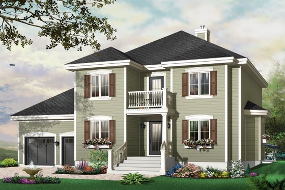 Exterior - Front Elevation 3 for Traditional House Plan #23-809 - 3 bed, 2.5 bath