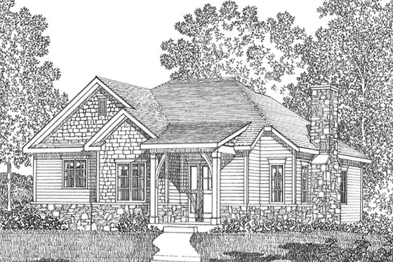 Exterior - Front Elevation 4 for Cottage House Plan #22-573 - 2 bed, 1 bath