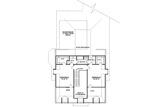 Floor Plan - Upper Floor for European House Plan #81-388 - 3 bed, 3 bath