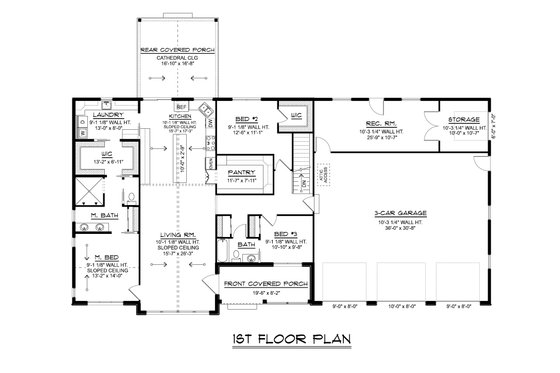 Floor Plan - Main Floor for Craftsman House Plan #1064-458 - 3 bed, 2 bath