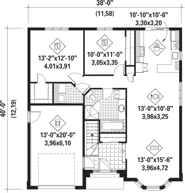 European Floor Plan - Main Floor Plan #25-4596