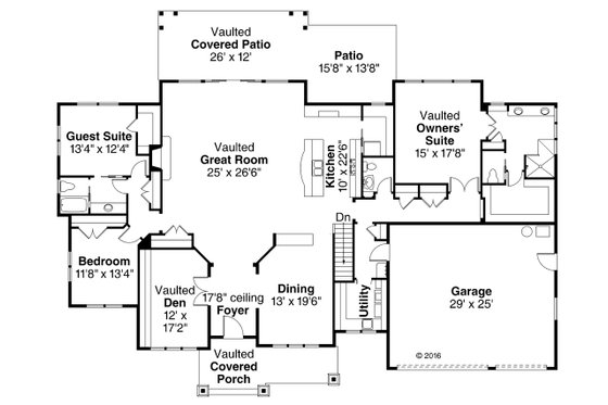 Floor Plan - Main Floor for Craftsman House Plan #124-1024 - 3 bed, 2.5 bath