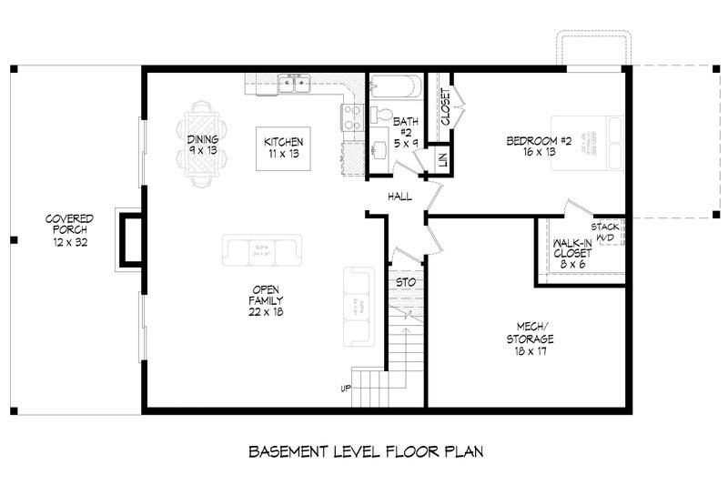 House Design - Floor Plan - Lower Floor for Country House Plan #932-1239 - 2 bed, 2.5 bath