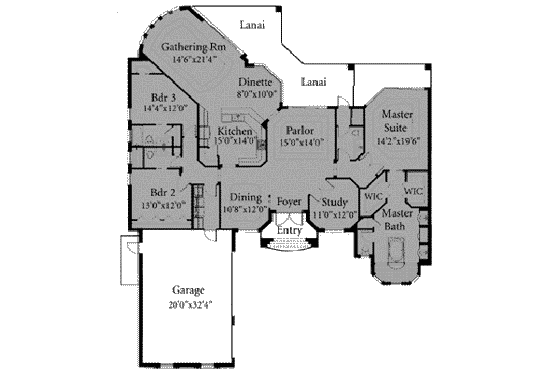 Floor Plan - Main Floor for European House Plan #115-118 - 3 bed, 4 bath