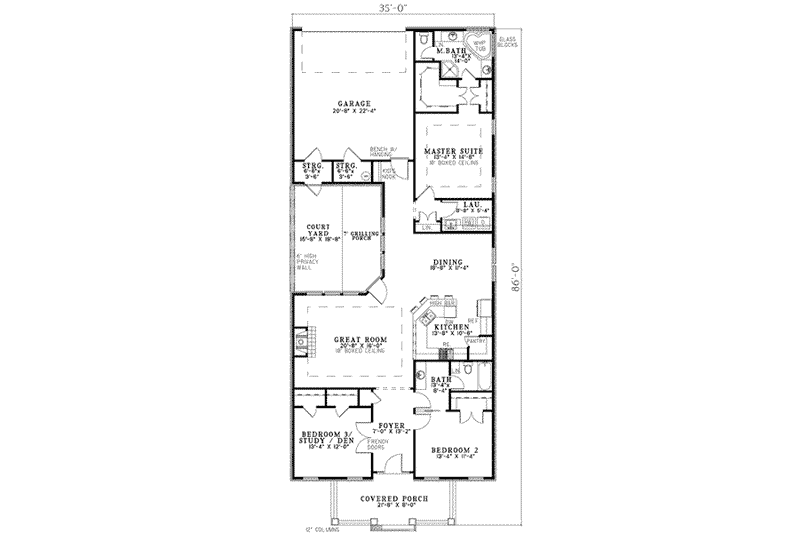 Home Plan - Floor Plan - Main Floor for Southern House Plan #17-2212 - 3 bed, 2 bath