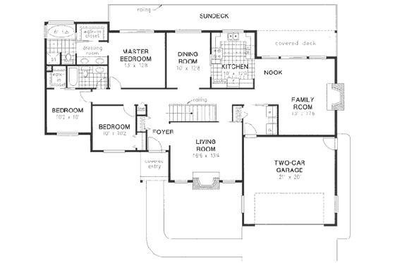Floor Plan - Main Floor for Traditional House Plan #18-9014 - 3 bed, 2 bath