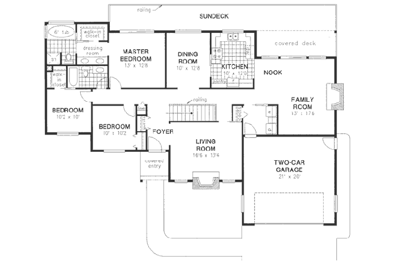House Blueprint - Floor Plan - Main Floor for Traditional House Plan #18-9014 - 3 bed, 2 bath