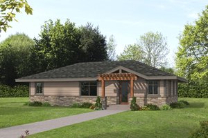 Adobe / Southwestern Exterior - Front Elevation Plan #117-1032