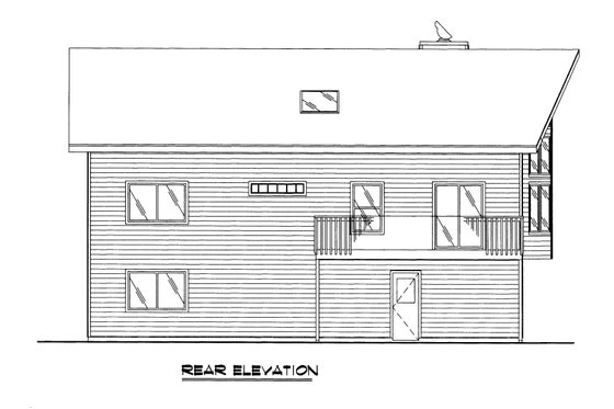 Exterior - Rear Elevation for Cabin House Plan #117-1093 - 4 bed, 3 bath