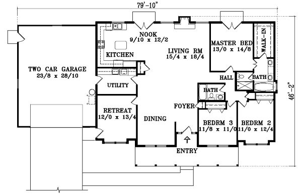 Architectural House Design - Adobe / Southwestern Floor Plan - Main Floor Plan #1-1420