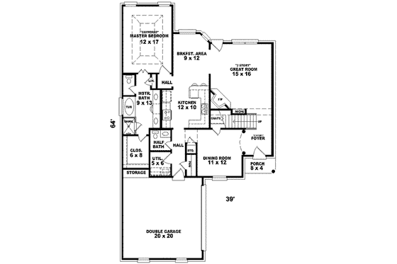 Floor Plan - Main Floor for European House Plan #81-715 - 3 bed, 2.5 bath