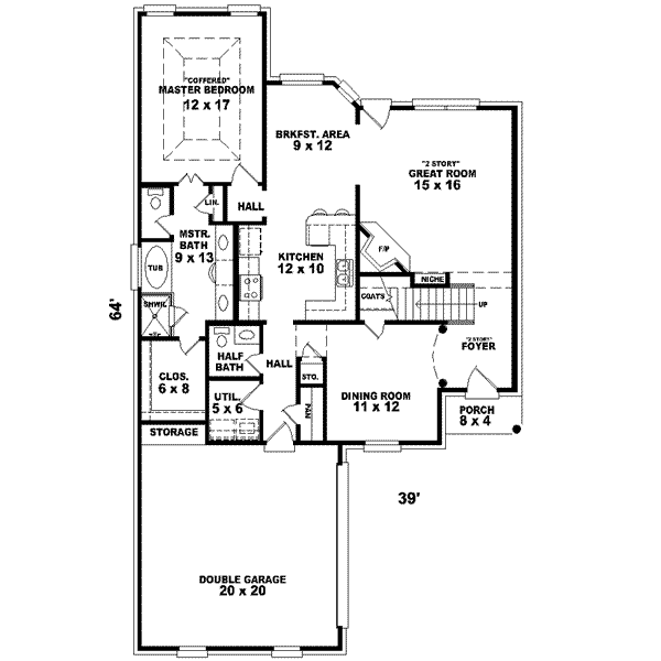 Floor Plan - Main Floor for European House Plan #81-715 - 3 bed, 2.5 bath