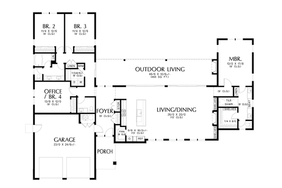 Floor Plan - Main Floor for Contemporary House Plan #48-1121 - 4 bed, 2.5 bath