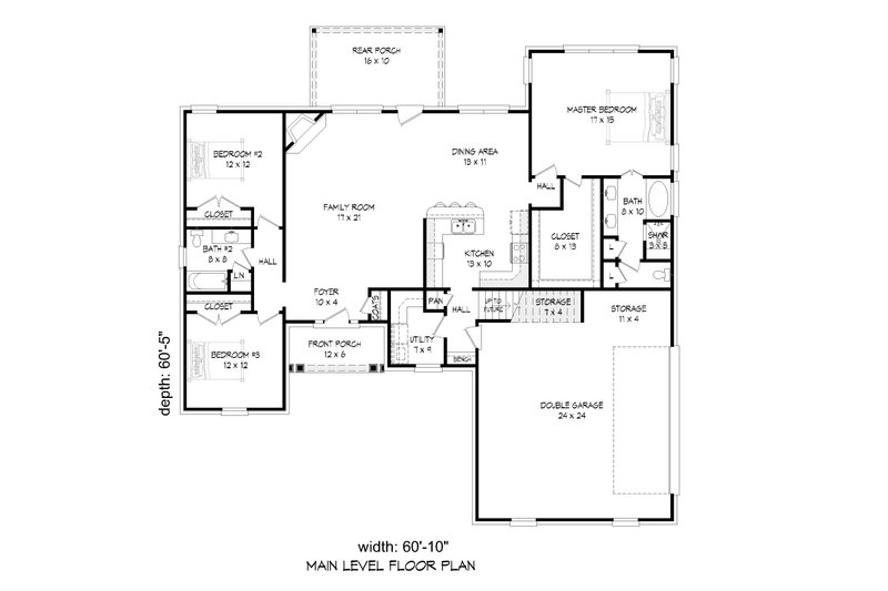 House Plan Design - Floor Plan - Main Floor for Contemporary House Plan #932-397 - 3 bed, 3 bath