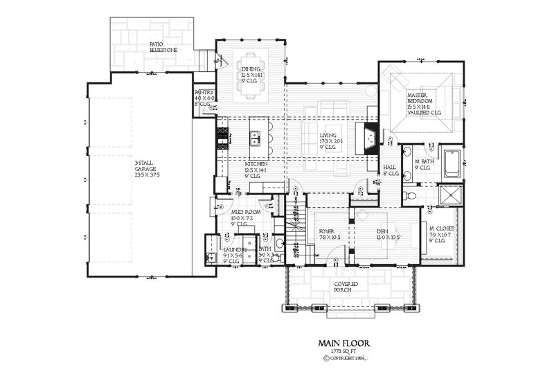 Dream House Plan - Bungalow style house plan, Craftsman design, main level floor plan