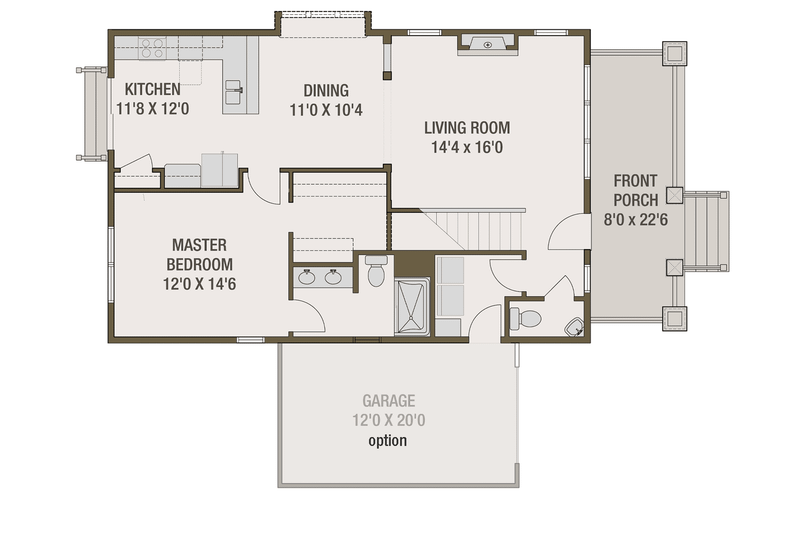 Architectural House Design - Floor Plan - Main Floor for Craftsman House Plan #461-69 - 4 bed, 2.5 bath