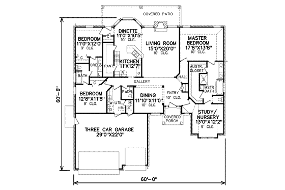 Floor Plan - Main Floor for Traditional House Plan #65-332 - 4 bed, 2.5 bath