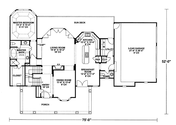 Architectural House Design - Country Floor Plan - Main Floor Plan #20-843