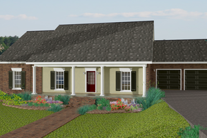 Ranch Exterior - Front Elevation Plan #44-171