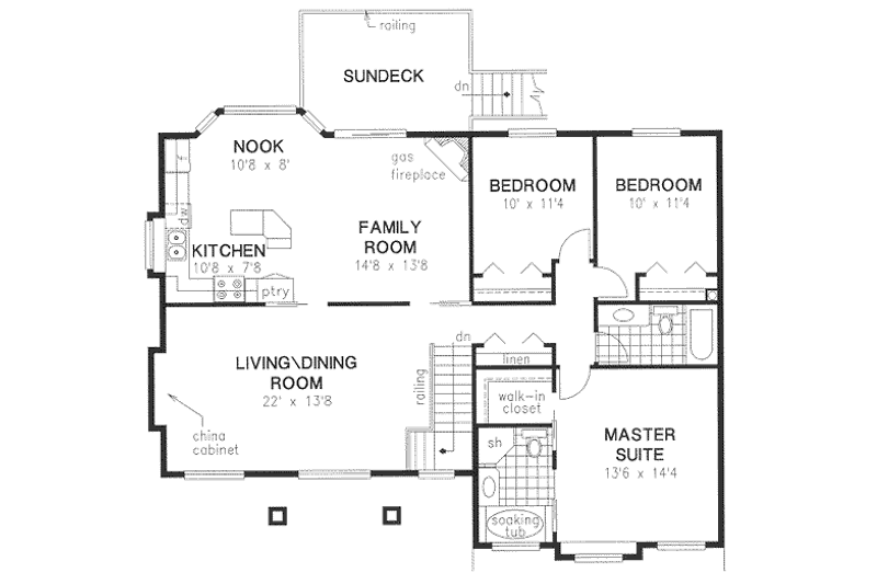 House Plan Design - Floor Plan - Main Floor for Traditional House Plan #18-3104 - 3 bed, 2 bath