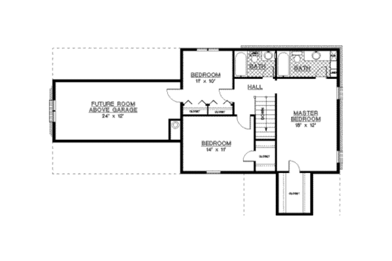 Floor Plan - Upper Floor for Traditional House Plan #45-186 - 3 bed, 2.5 bath