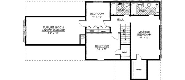 Home Plan - Traditional Floor Plan - Upper Floor Plan #45-186