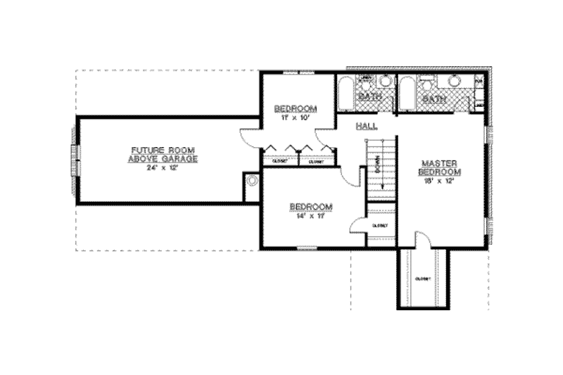 Home Plan - Floor Plan - Upper Floor for Traditional House Plan #45-186 - 3 bed, 2.5 bath