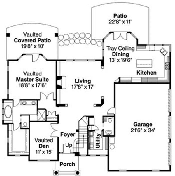 House Plan Design - European Floor Plan - Main Floor Plan #124-722