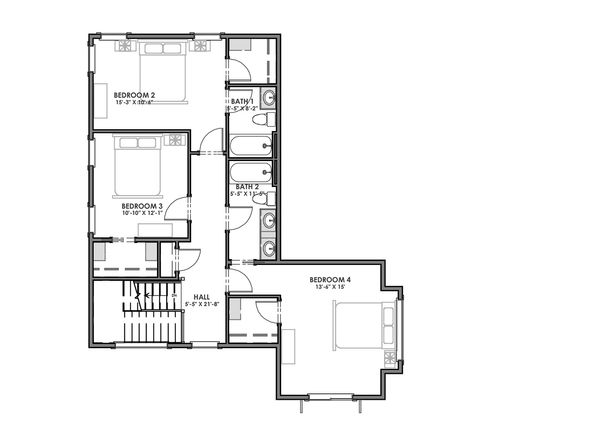 Modern Floor Plan - Upper Floor Plan #1069-9