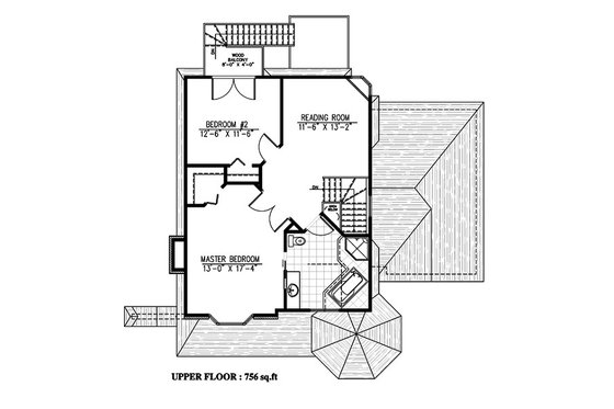 Floor Plan - Upper Floor for Victorian House Plan #138-354 - 2 bed, 1.5 bath