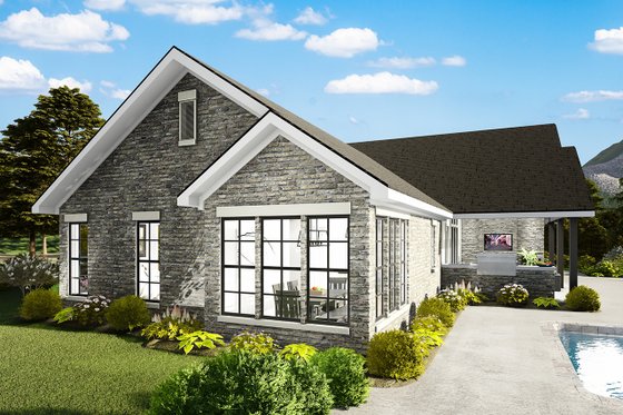 Exterior - Rear Elevation for Cottage House Plan #406-9660 - 3 bed, 2 bath