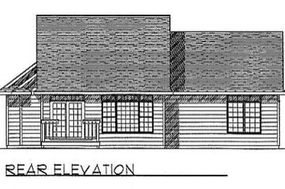 Exterior - Rear Elevation for Traditional House Plan #70-140 - 3 bed, 2 bath