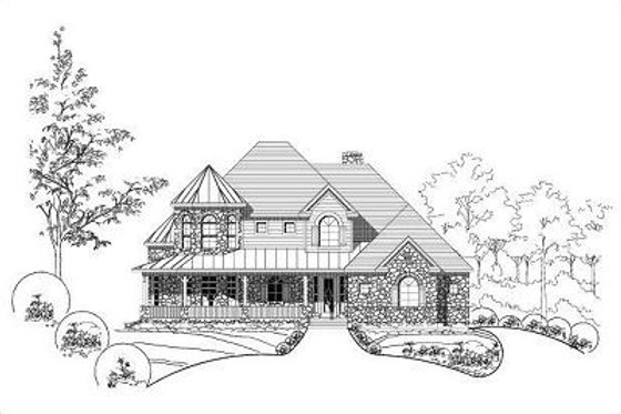 Exterior - Front Elevation for Colonial House Plan #411-558 - 4 bed, 3 bath