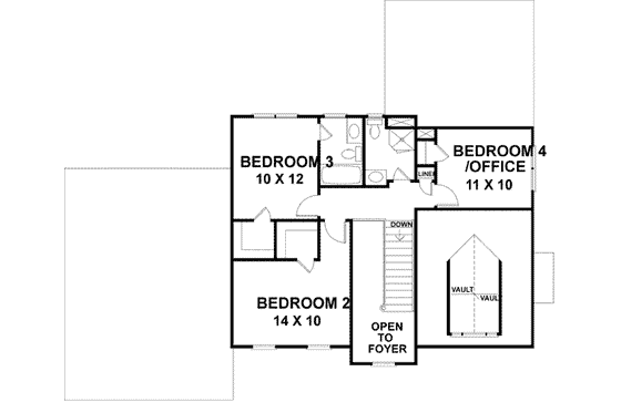 Floor Plan - Upper Floor for Colonial House Plan #56-147 - 4 bed, 3.5 bath