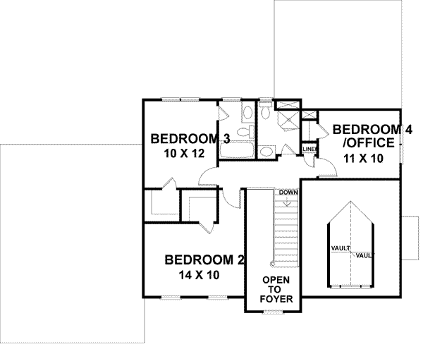 Colonial Floor Plan - Upper Floor Plan #56-147