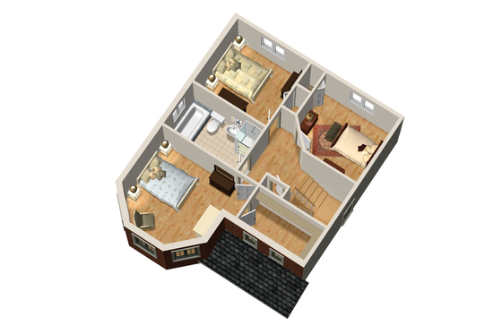 Floor Plan - Upper Floor 1 for Victorian House Plan #25-4673 - 3 bed, 1 bath