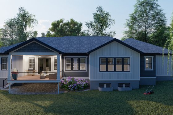 Exterior - Rear Elevation 1 for Ranch House Plan #1060-99 - 3 bed, 2.5 bath