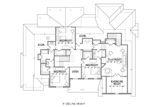 Floor Plan - Upper Floor for Traditional House Plan #1054-23 - 5 bed, 4.5 bath