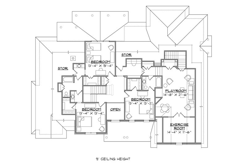 Dream House Plan - Floor Plan - Upper Floor for Traditional House Plan #1054-23 - 5 bed, 4.5 bath