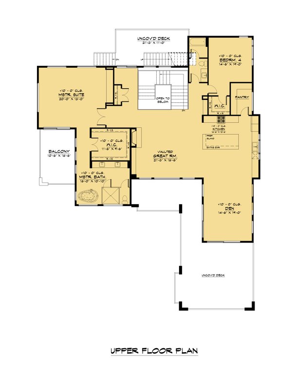 Contemporary Floor Plan - Upper Floor Plan #1066-216