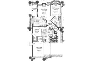 Floor Plan - Main Floor for Tudor House Plan #310-480 - 2 bed, 2 bath