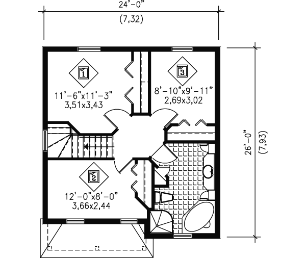 Farmhouse Floor Plan - Upper Floor Plan #25-4038