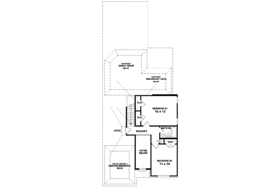 Floor Plan - Upper Floor for Colonial House Plan #81-534 - 3 bed, 2.5 bath